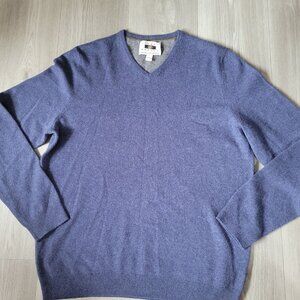 Joseph Abboud Mens Blue  V-Neck Sweater L 100% Recycled Cashmere